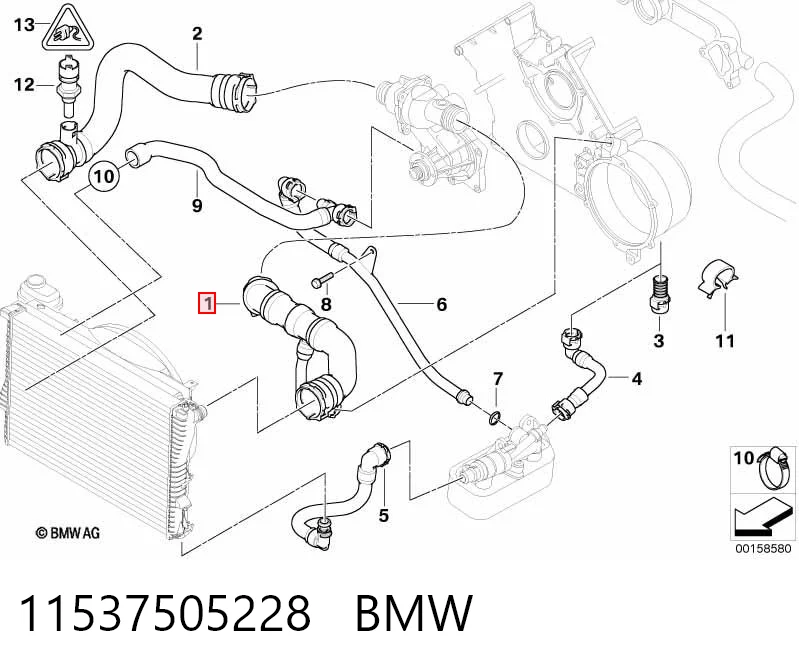11537505228 BMW Przewód (króciec) chłodnicy górny