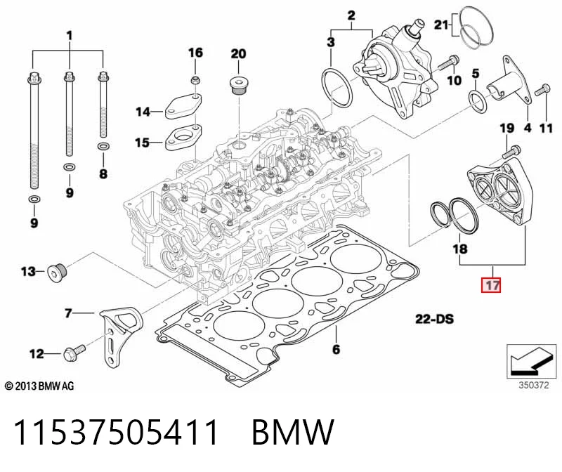 11537505411 BMW Pokrywa tylna głowicy cylindrów