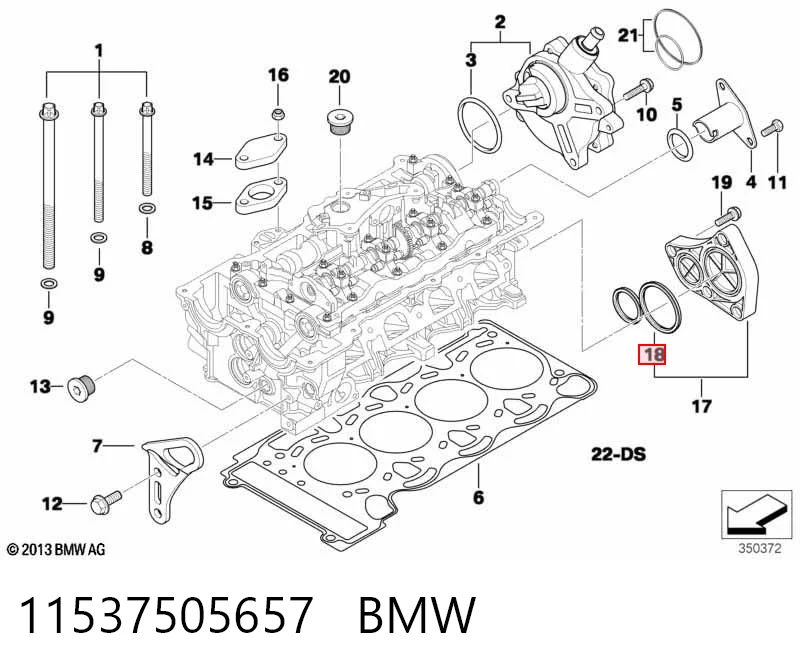 11537505657 BMW Uszczelka tylnej pokrywy bloku cylindrów