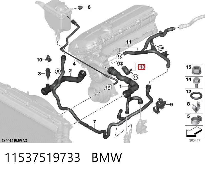 11537519733 BMW Kołnierz układu chłodzenia (trójnik)