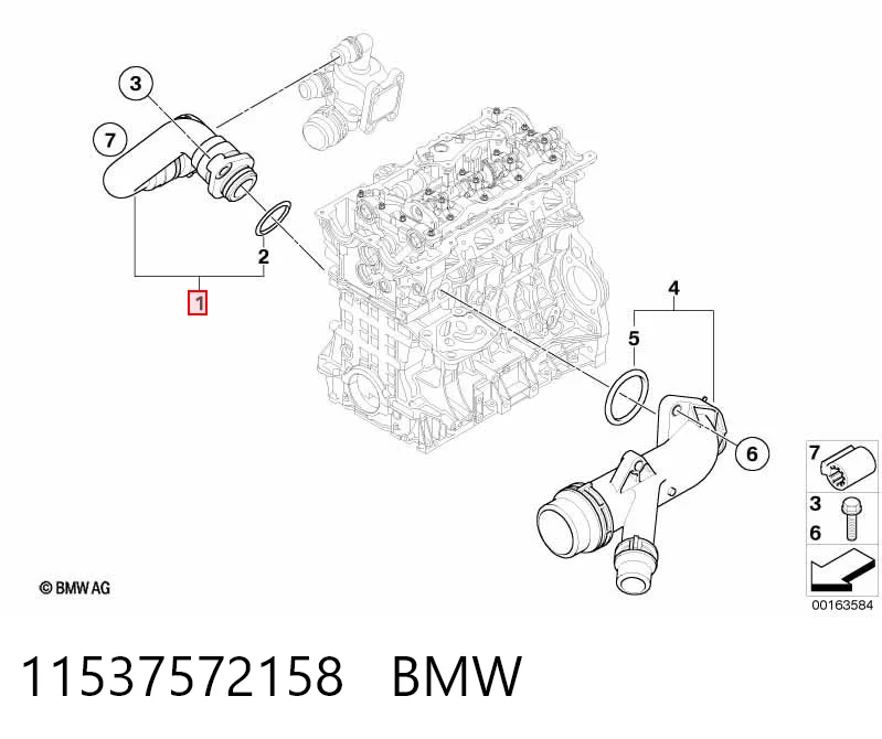 11537572158 BMW Przewód (króciec) termostatu