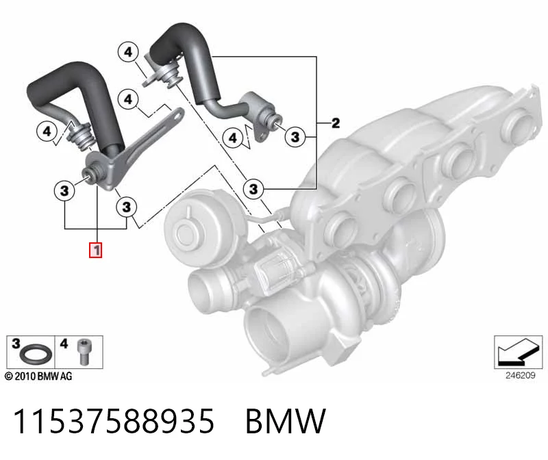 11537588935 BMW Przewód (króciec) chłodzenia turbiny cieczą, dopływ