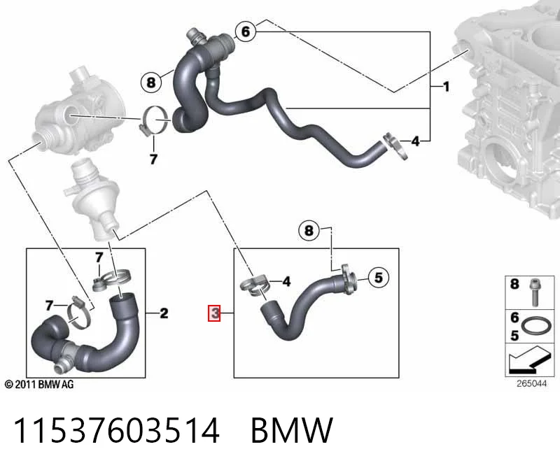 11537603514 BMW Przewód (króciec) termostatu