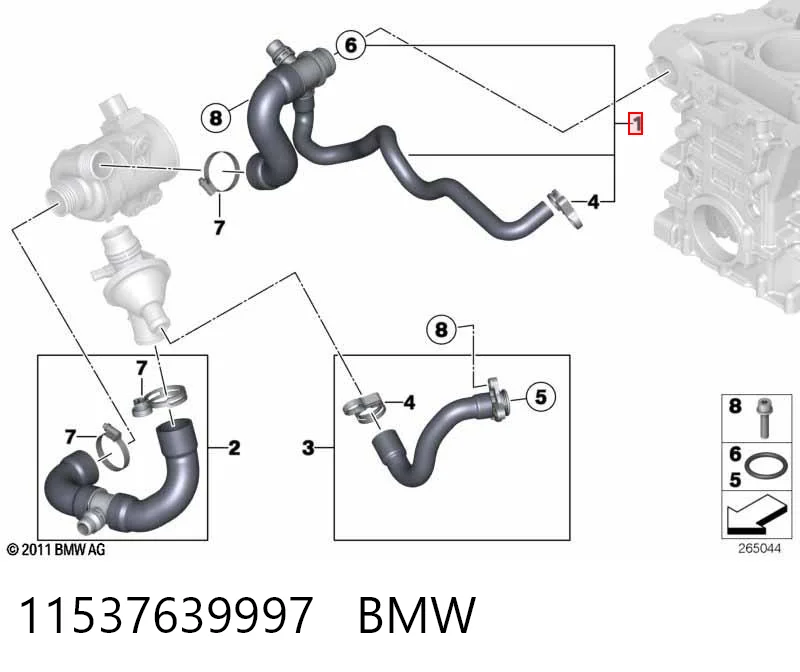 11537639997 BMW Przewód (króciec) układu chłodzenia