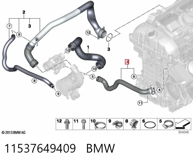 11537649409 BMW Przewód (króciec) układu chłodzenia