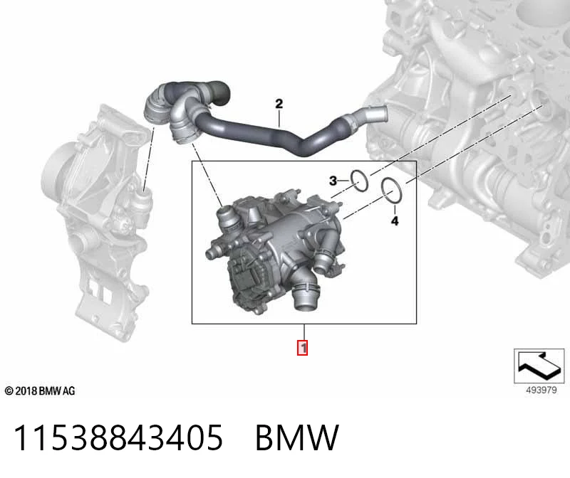 11538843405 BMW Obudowa termostatu