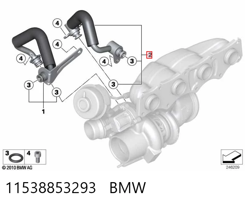 11538853293 BMW Przewód (króciec) chłodzenia turbiny cieczą, zwrotny