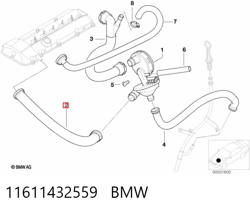 11611432559 BMW Króciec wentylacji kadłuba (separatora oleju)