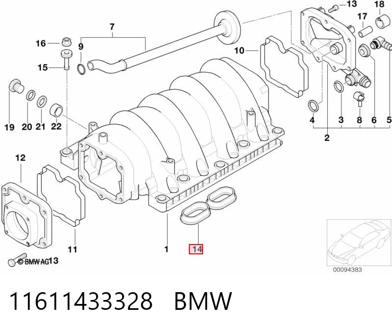 11611433328 BMW Uszczelka kolektora ssącego