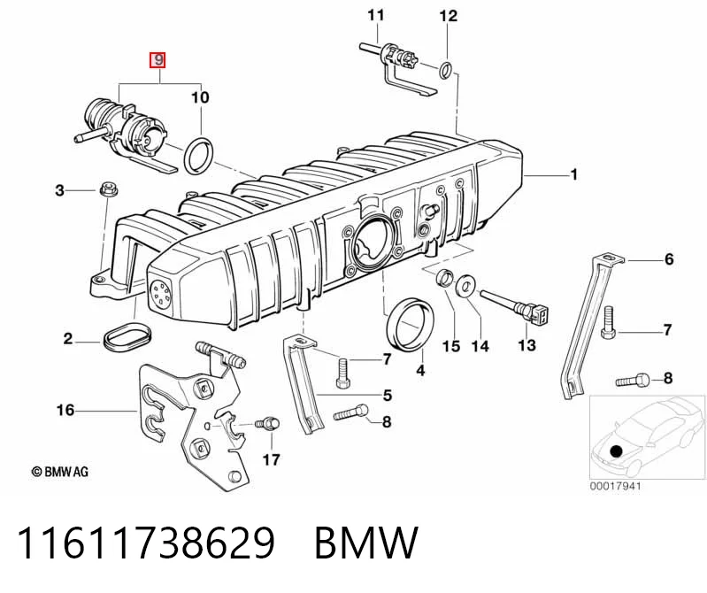 11611738629 BMW Kołnierz układu chłodzenia (trójnik)