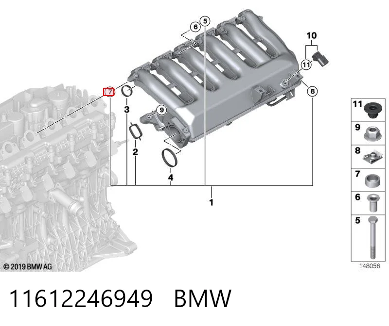 11612246949 BMW Uszczelka kolektora ssącego