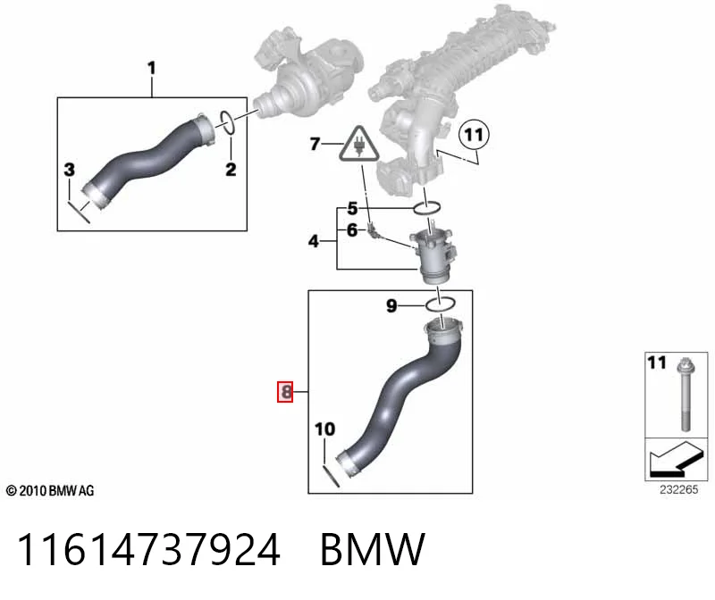 11614737924 BMW Przewód (króciec) intercoolera