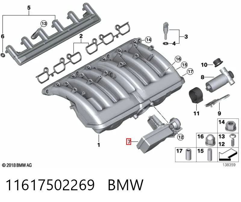 11617502269 BMW Regulator zmiany długości kolektora ssącego