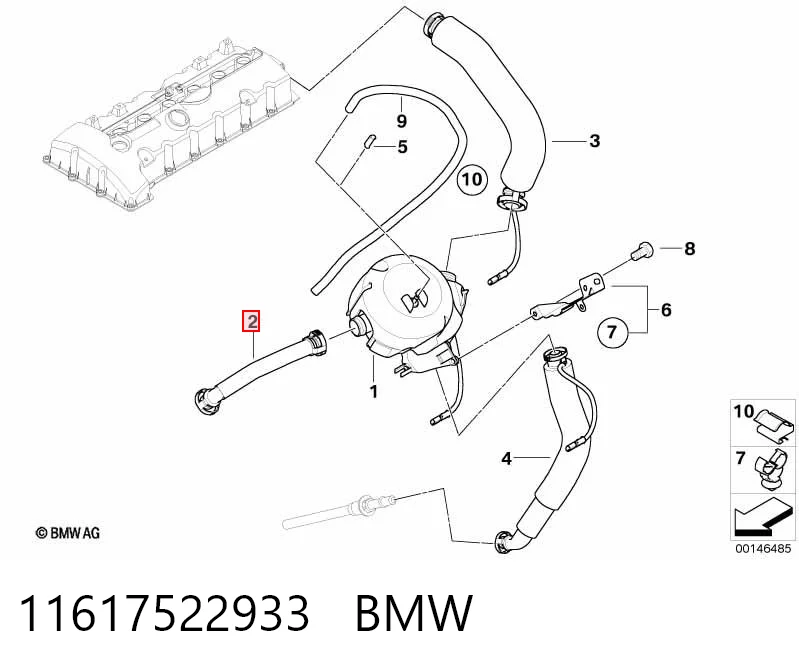 11617522933 BMW Króciec wentylacji kadłuba (separatora oleju)
