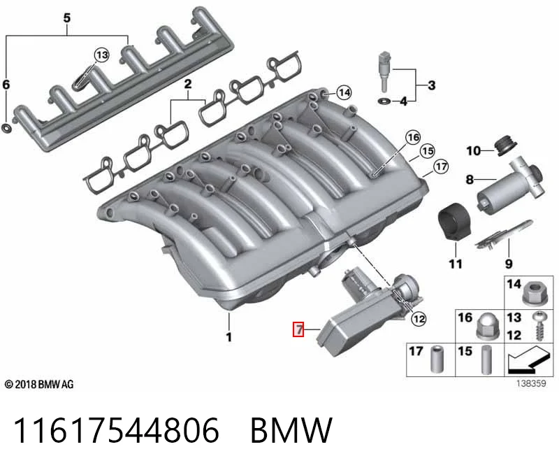 11617544806 BMW Regulator zmiany długości kolektora ssącego