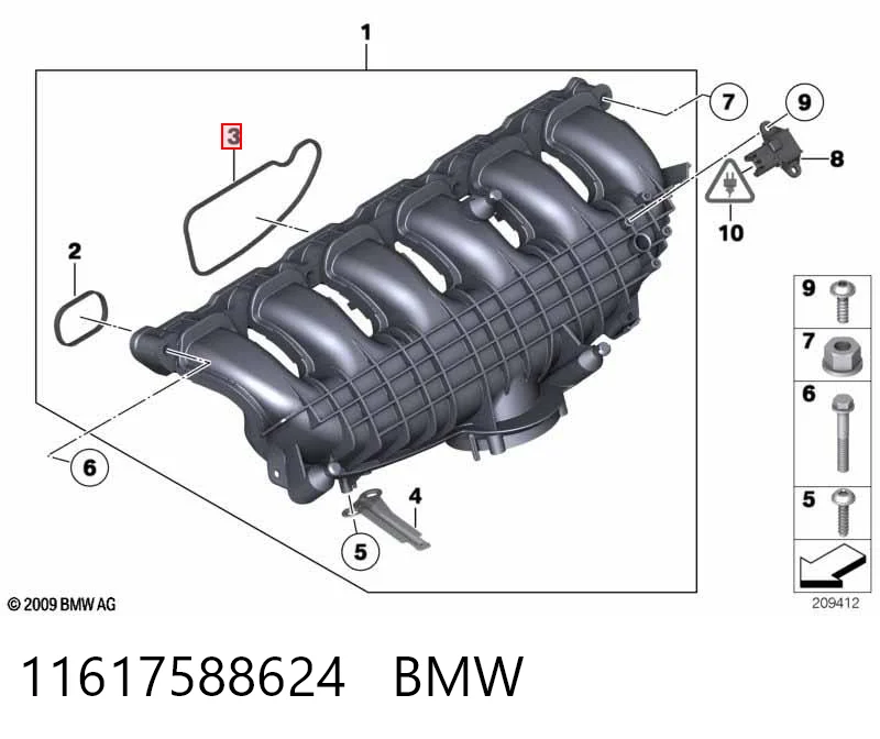 11617588624 BMW Uszczelka kolektora ssącego górna