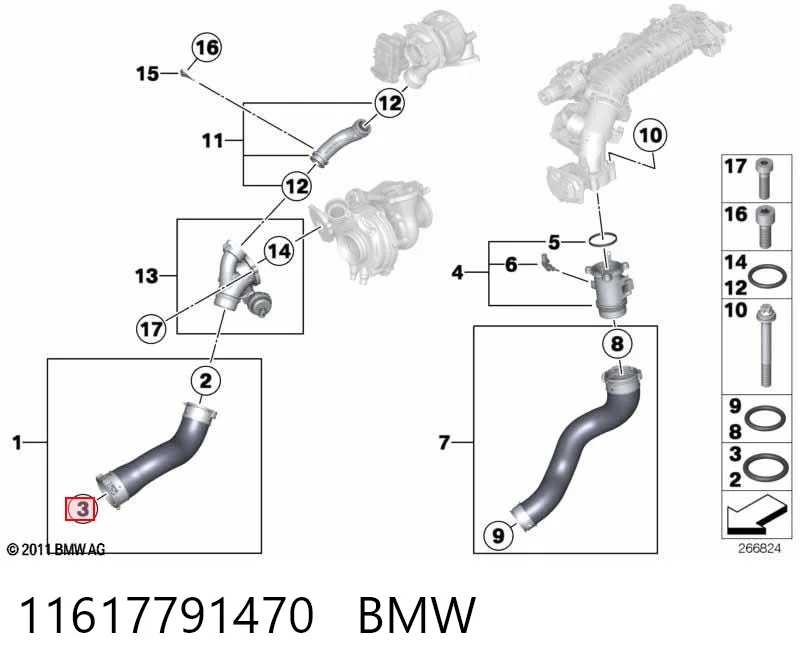 11617791470 BMW Uszczelka (podkładka) rurki intercoolera