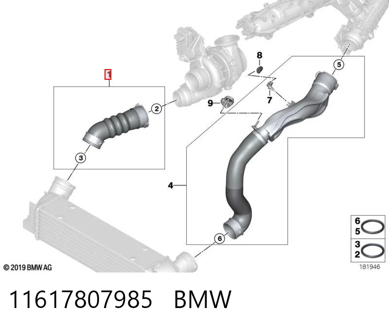 11617807985 BMW Przewód (króciec) intercoolera