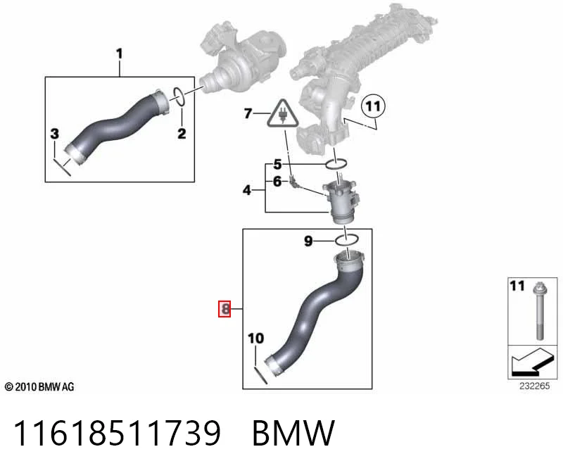 11618511739 BMW Przewód (króciec) intercoolera