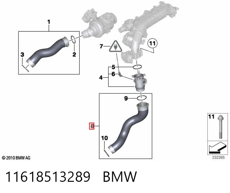 11618513289 BMW Przewód (króciec) intercoolera