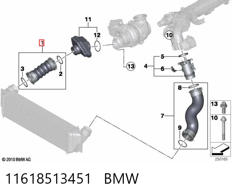 11618513451 BMW Przewód (króciec) intercoolera