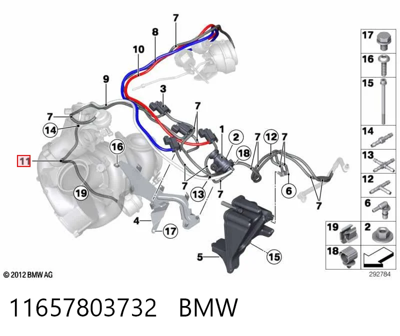 11657803732 BMW Króciec wentylacji kadłuba (separatora oleju)