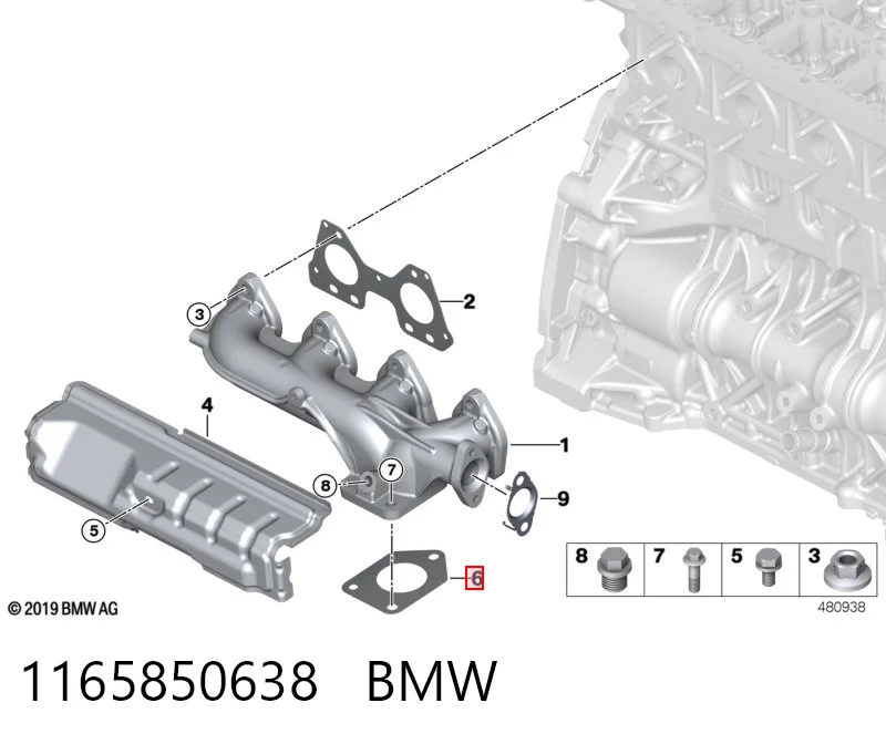 1165850638 BMW Uszczelka rury odbiornika tłumika