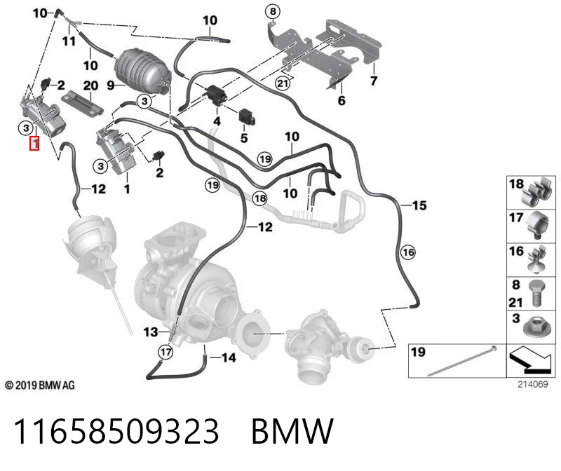 11658509323 BMW Przetwornik ciśnienia (solenoid) doładowania
