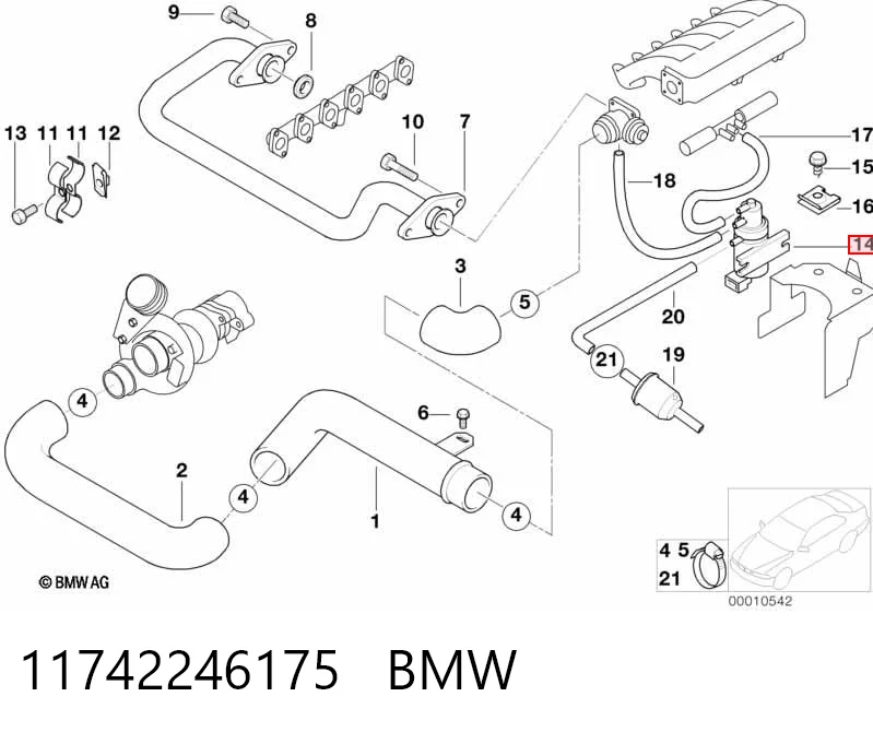 11742246175 BMW Przetwornik ciśnienia (solenoid) doładowania