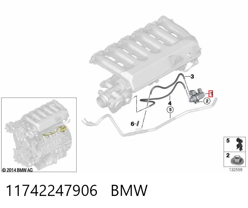 11742247906 BMW Przetwornik ciśnienia (solenoid) doładowania