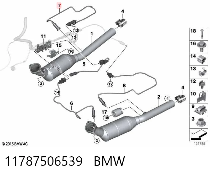 11787506539 BMW Sonda lambda czujnik tlenu po katalizatorze prawy