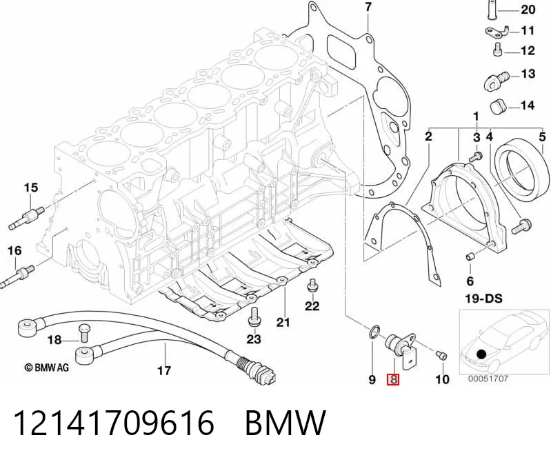 12141709616 BMW Czujnik położenia wału korbowego