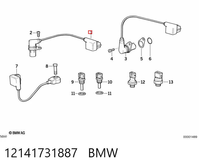 12141731887 BMW Czujnik położenia wału korbowego