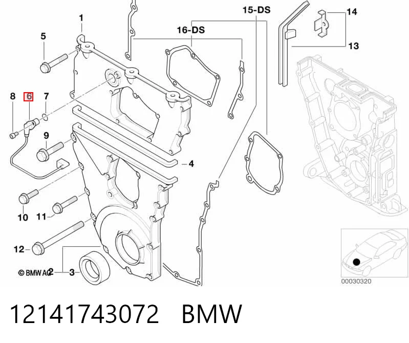 12141743072 BMW Czujnik położenia wałka rozrządu