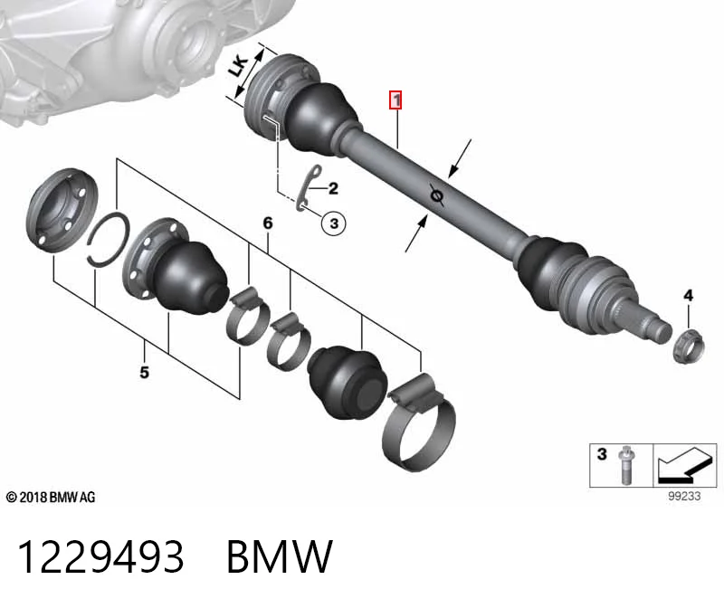 1229493 BMW Półoś tylna lewa