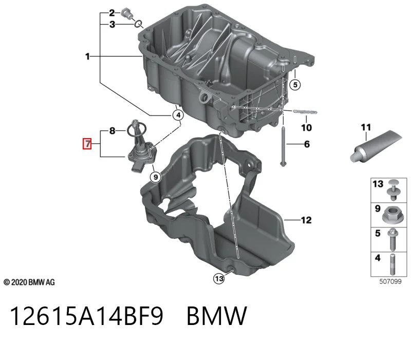 12615A14BF9 BMW Czujnik poziomu oleju silnikowego