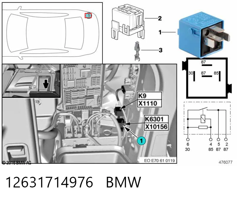 12631714976 BMW Przekaźnik kierunkowskazów