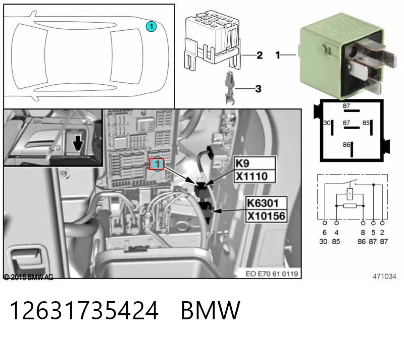 12631735424 BMW Przekaźnik kierunkowskazów