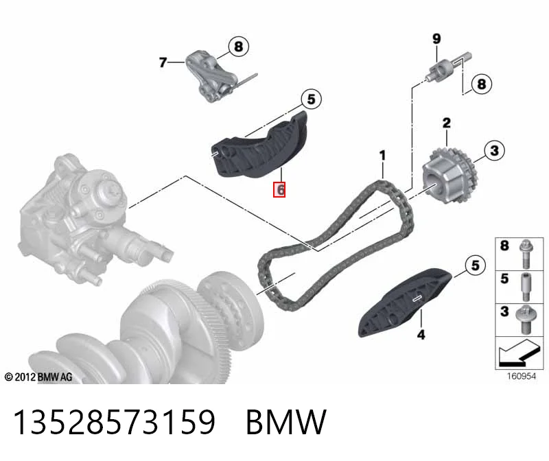 13528573159 BMW Tłumik drgań łańcucha rozrządu, prawy
