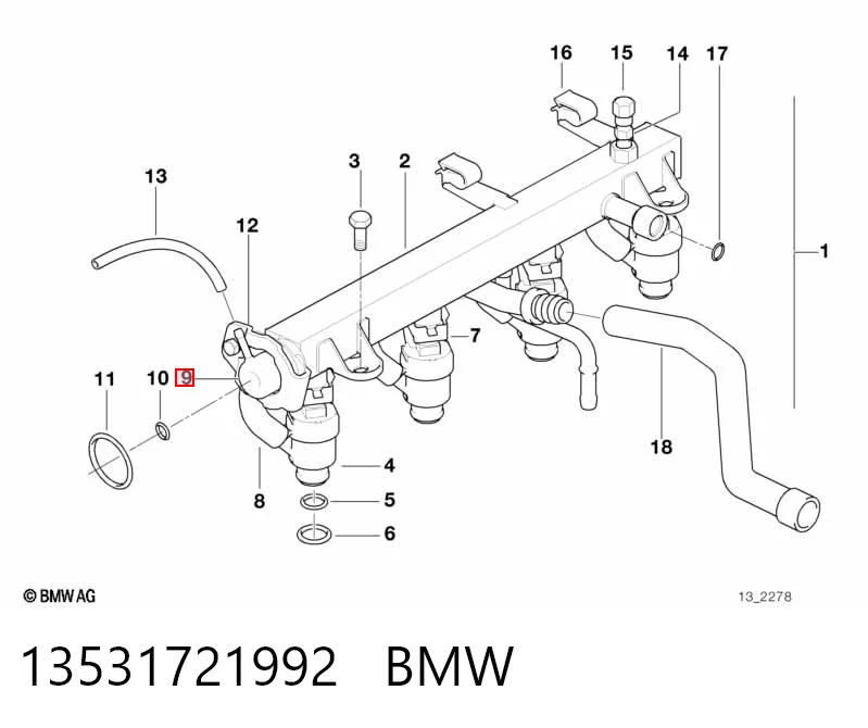 13531721992 BMW Regulator ciśnienia paliwa w listwie paliwowej