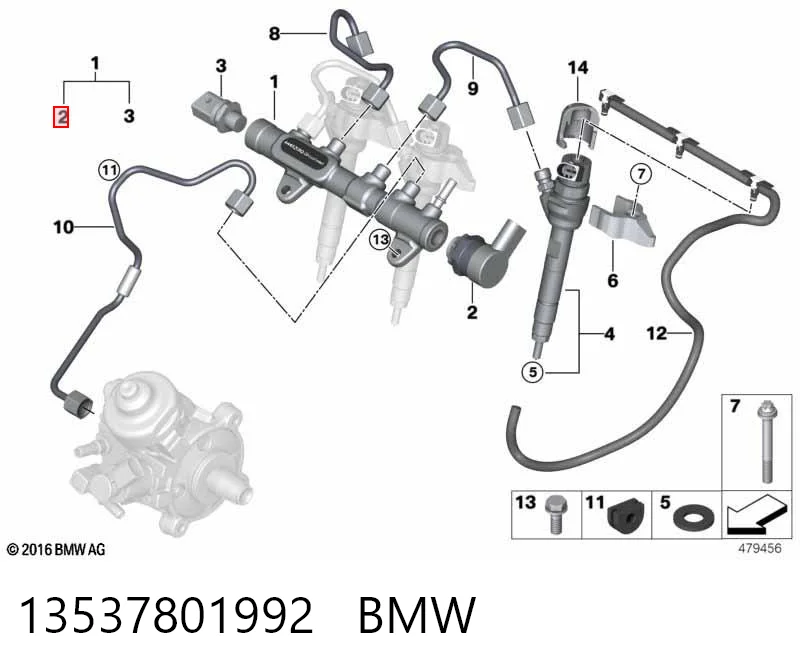 13537801992 BMW Regulator ciśnienia paliwa w listwie paliwowej