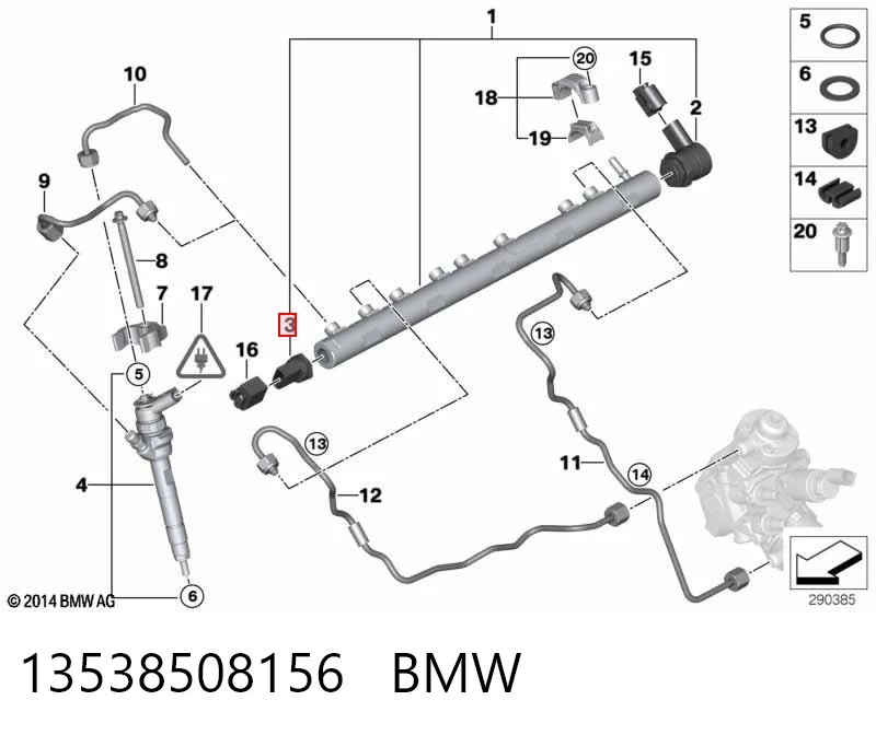13538508156 BMW Czujnik ciśnienia paliwa