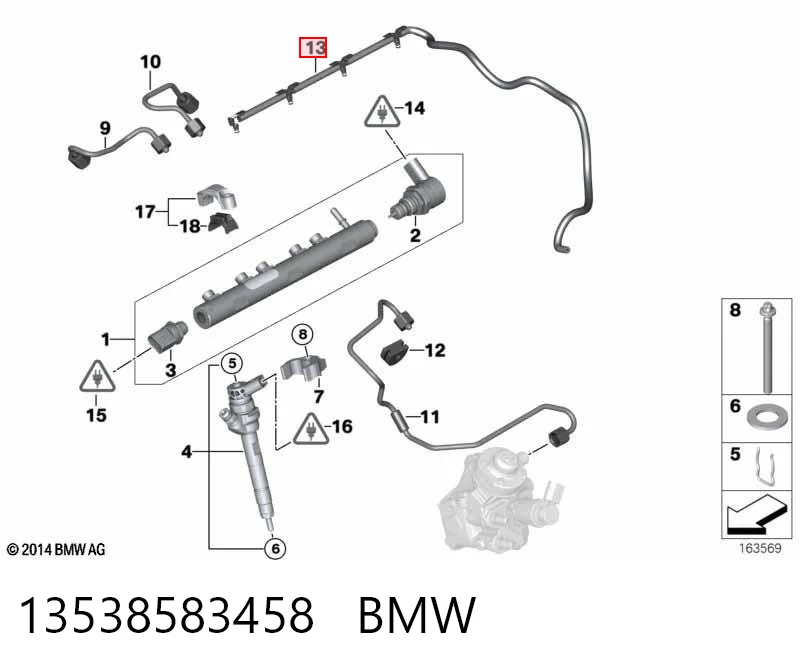 13538583458 BMW Rurka paliwa, zwrotna od wtryskiwaczy