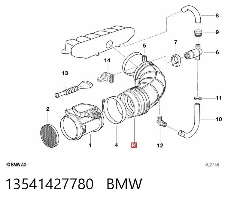 13541427780 BMW Króciec powietrza, przepływomierz