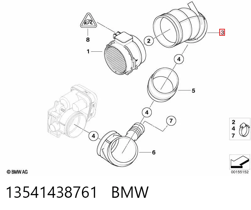 13541438761 BMW Króciec powietrza, przepływomierz