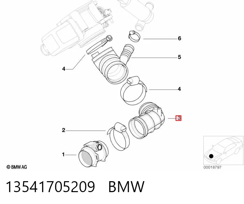 13541705209 BMW Króciec powietrza, przepływomierz