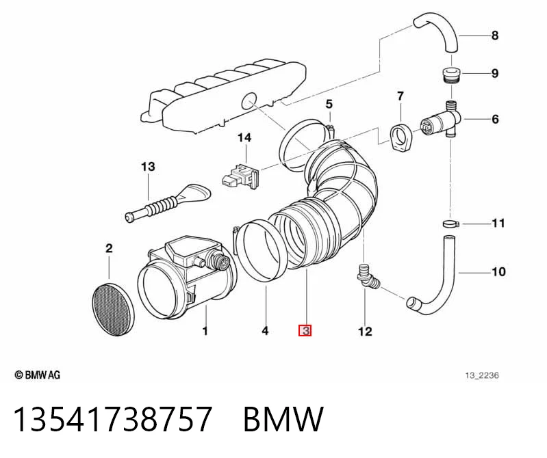 13541738757 BMW Króciec powietrza, przepływomierz