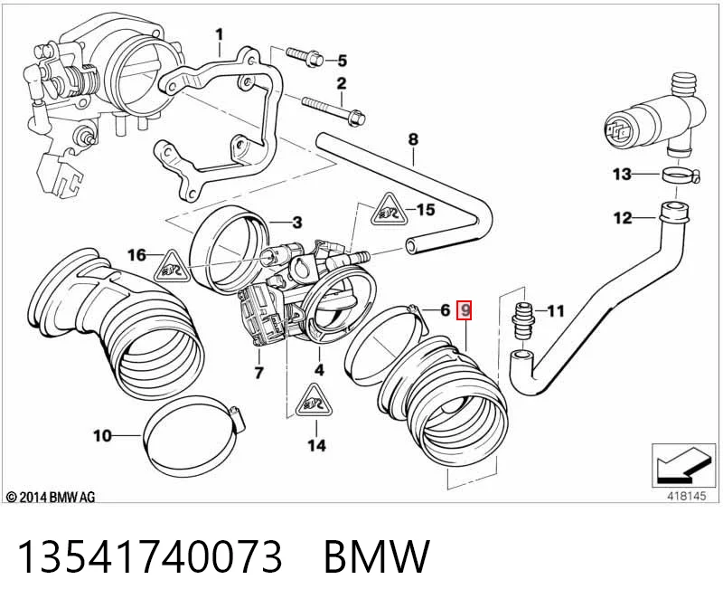 13541740073 BMW Króciec powietrza, przepływomierz