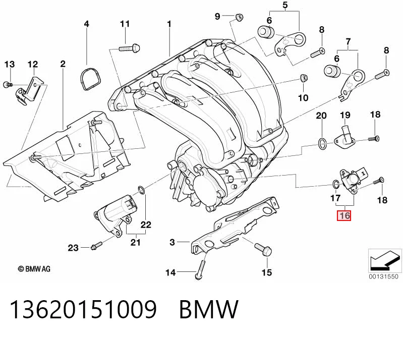 13620151009 BMW Czujnik ciśnienia w kolektorze ssącym, MAP