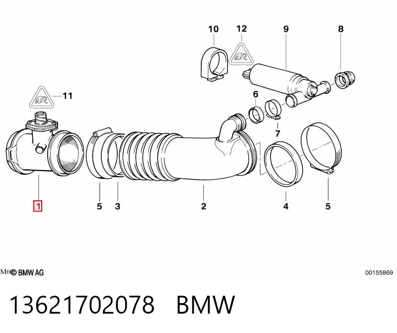 13621702078 BMW Czujnik przepływu powietrza, przepływomierz powietrza M.A.F.